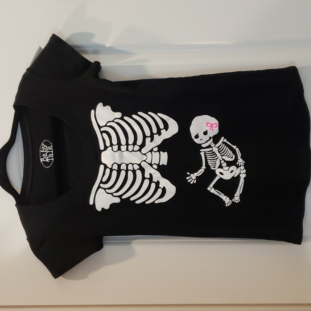 Cute skeleton baby GIRL Maternity shirt size S